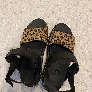 Dr. Martens Voss Black and Leopard Sandals